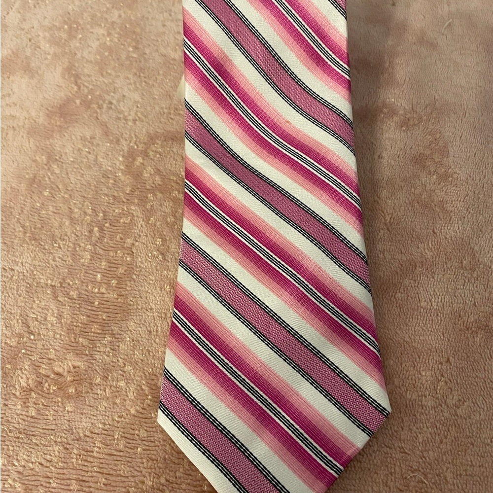 Classic Pink and Cream Striped Tie